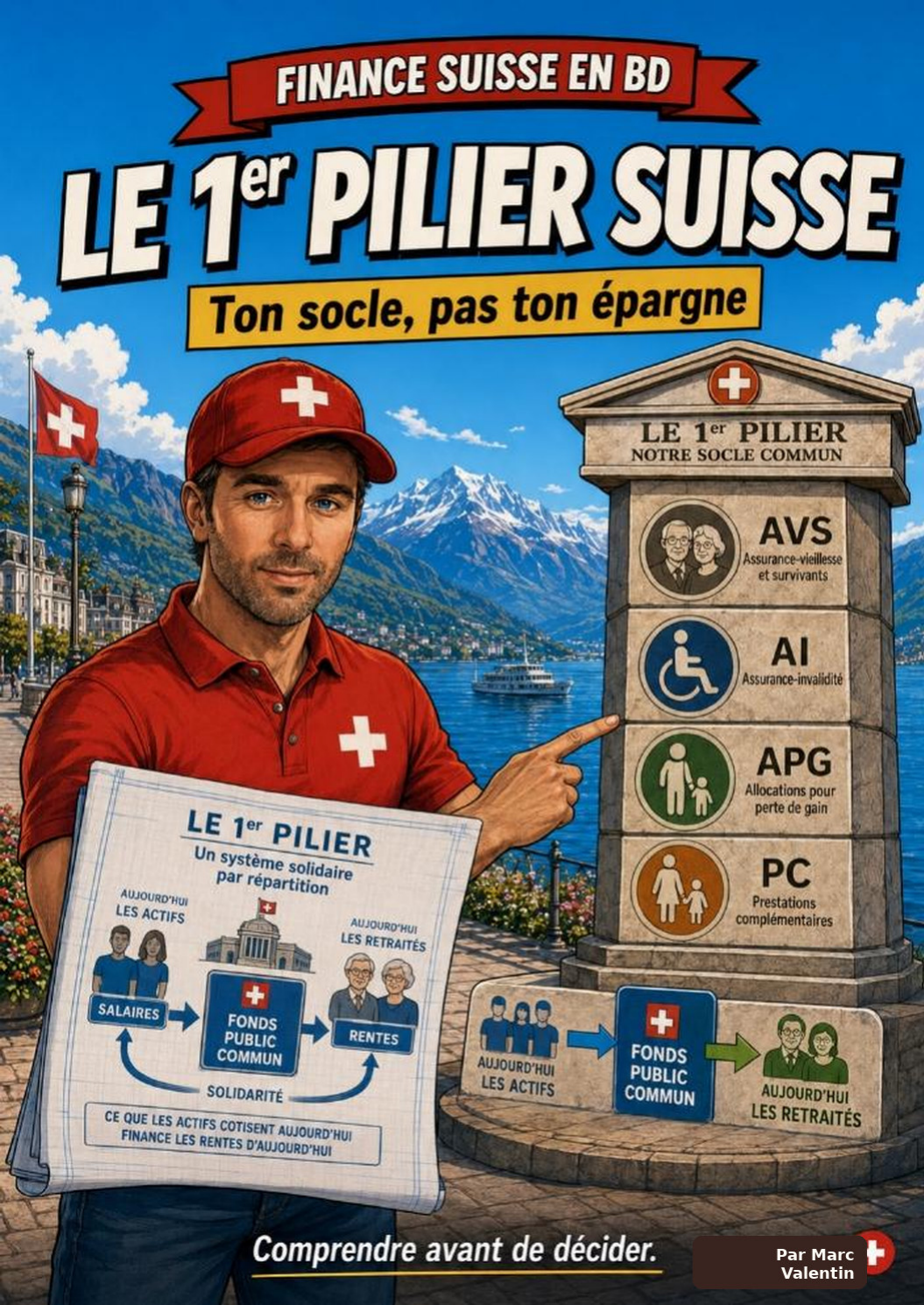 Couverture de la BD Le 1er pilier suisse par Marc Valentin
