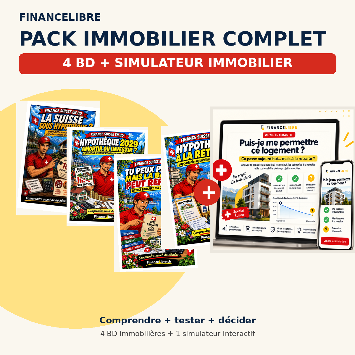 Pack Immobilier complet FinanceLibre — 4 BD immobilières + simulateur immobilier