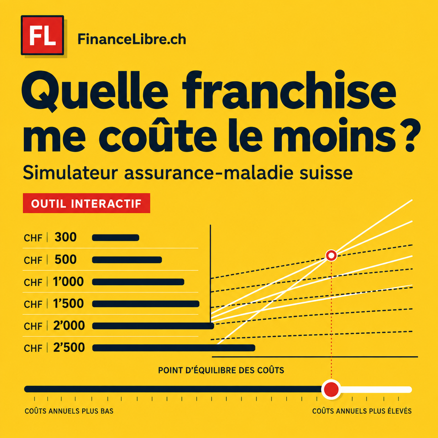Quelle franchise me coûte le moins ? — Simulateur assurance-maladie suisse FinanceLibre