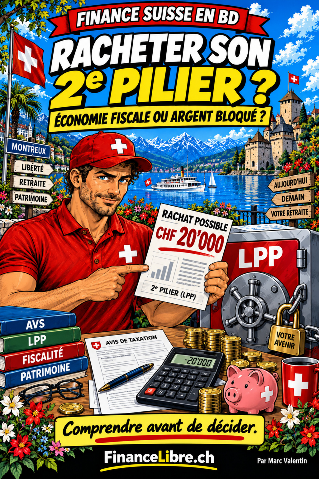 Racheter son 2e pilier — couverture Finance Suisse en BD
